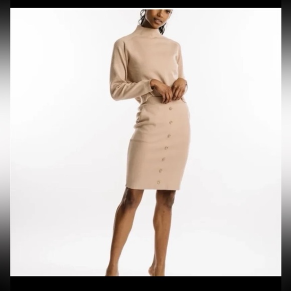 NWT ZYIA Tribeca Sweater Skirt SET in Bright Khaki size Small - Picture 4 of 12